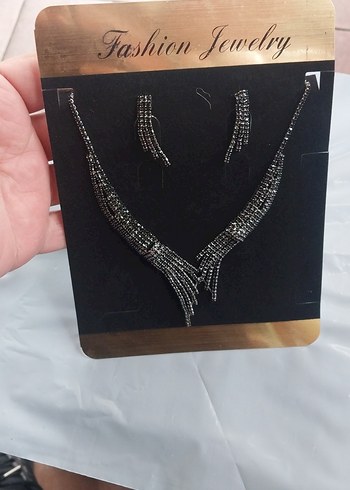 Siyah Payetli Gotik Kadın Takı Seti - Görsel 7