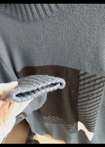 Gri Balıkçı Yaka Örgü erkek Kazak - Görsel 2