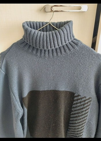 Gri Balıkçı Yaka Örgü erkek Kazak - Görsel 6