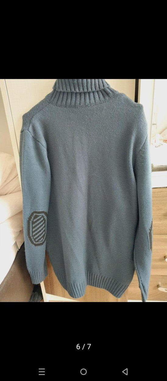 Gri Balıkçı Yaka Örgü erkek Kazak - Görsel 4