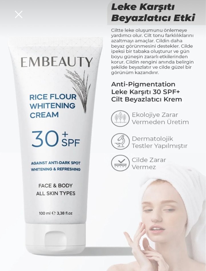 Embeauty Pirinç Unu Beyazlatıcı Krem SPF30 - Görsel 5