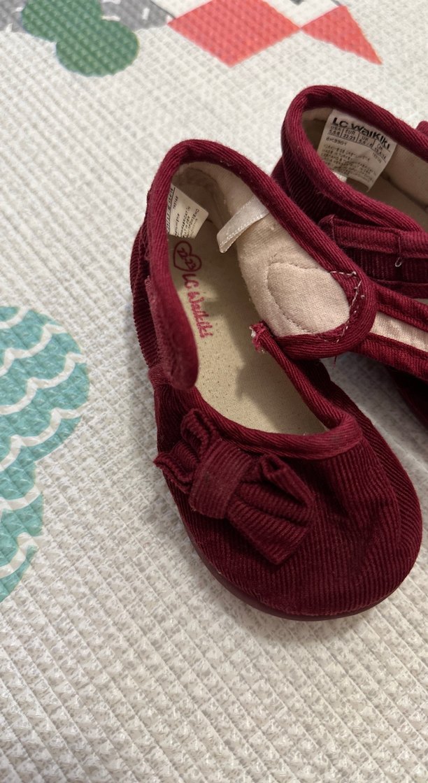 Kız Bebek Bordo Fiyonklu Ev Ayakkabısı (22-23 numara, 1,5-2 yaş) - Görsel 3