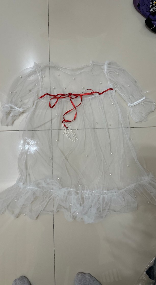 Renkli Baskılı Kolsuz Tüllü Kız Elbisesi (5-6 yaş) - Görsel 4