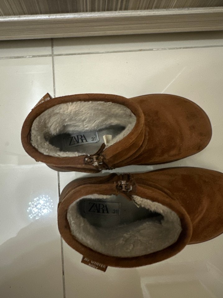 Zara- Kürklü Kahverengi Süet Kız Çocuk Ugg Bot- 31 numara - Görsel 2