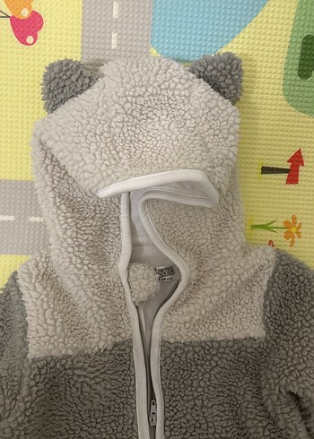 Hello Baby Gri Peluş Erkek Bebek Tulum - 6 Ay - Görsel 3