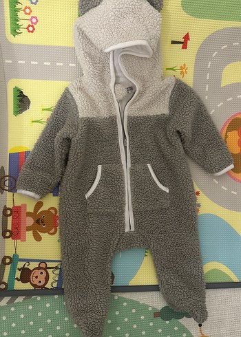 Hello Baby Gri Peluş Erkek Bebek Tulum - 6 Ay - Görsel 4