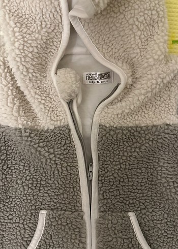 Hello Baby Gri Peluş Erkek Bebek Tulum - 6 Ay - Görsel 2