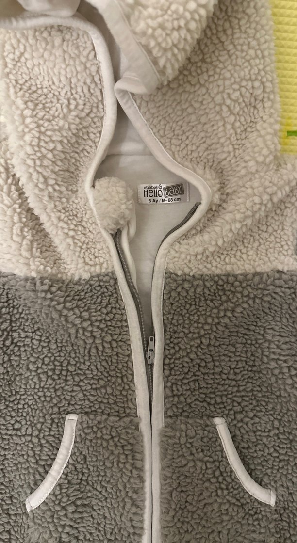 Hello Baby Gri Peluş Erkek Bebek Tulum - 6 Ay - Görsel 2
