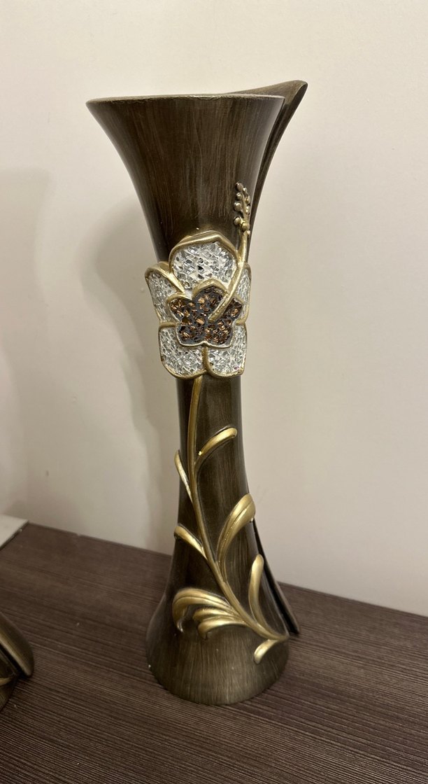 Bronz Renkli Dekoratif Vazo (2 Adet) - Görsel 2