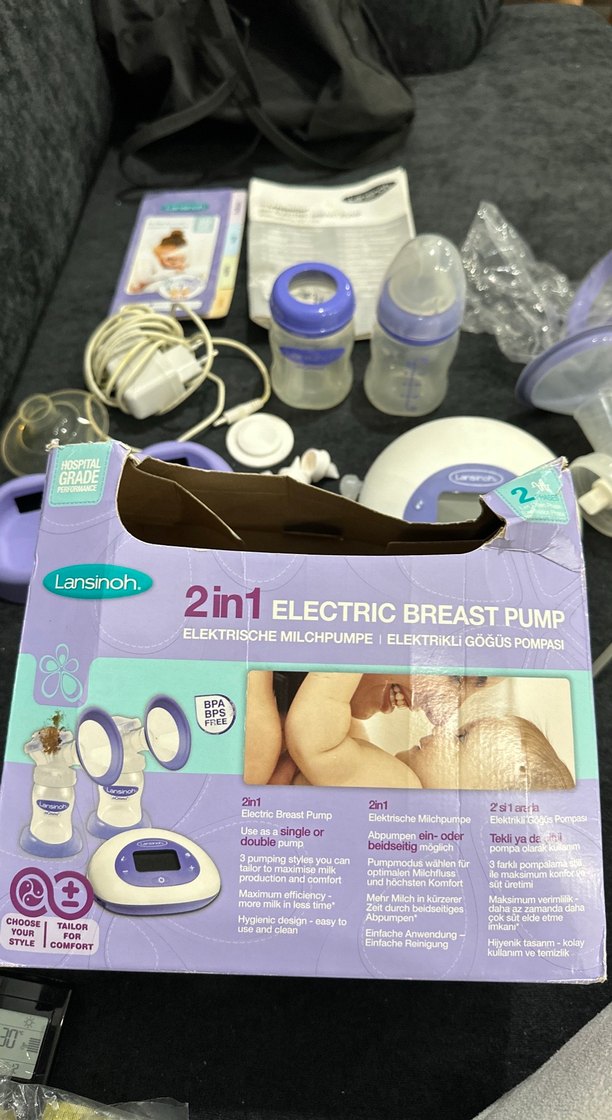 Lansinoh Marka, Mor, 2'li Elektrikli Göğüs Pompası - Görsel 5