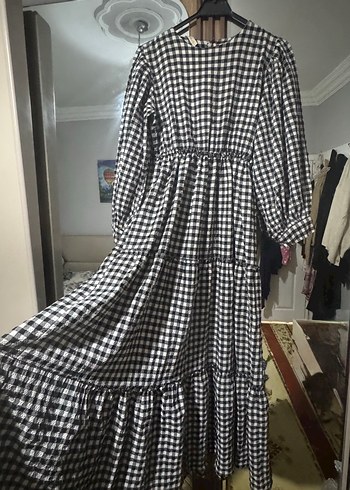 Kadın Ekose Desenli Uzun Elbise - Görsel 4