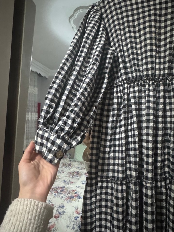 Kadın Ekose Desenli Uzun Elbise - Görsel 2