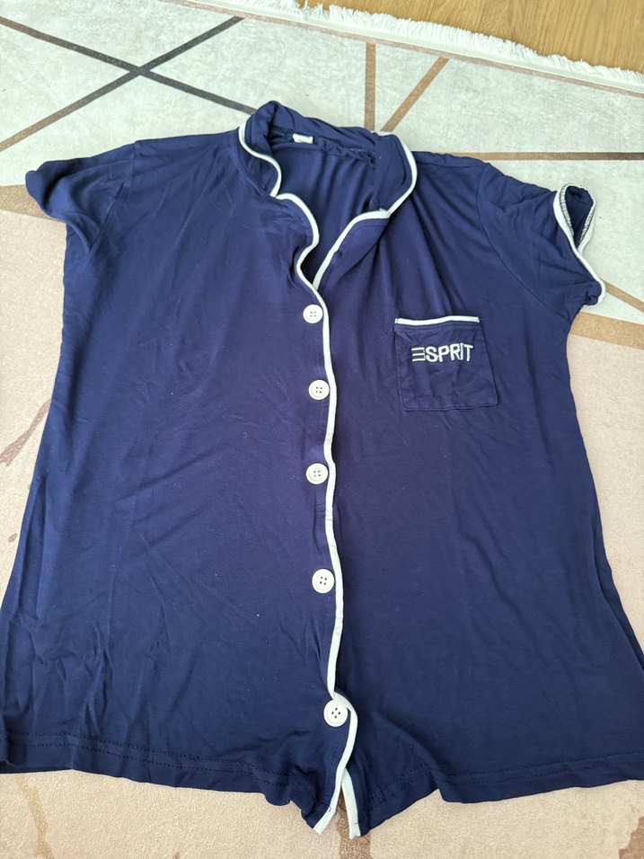 Lacivert Uzun Kollu Sabahlık - Görsel 2