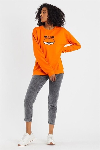 s Beden turuncu Renk Garfield baskili swearshirt