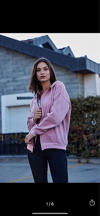 Pembe Kapşonlu Sweatshirt
