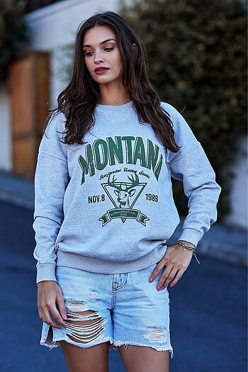 Montana Baskılı Sweatshirt