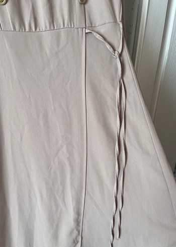 Bej Düğmeli Uzun Kollu Kadın Elbise - Görsel 4