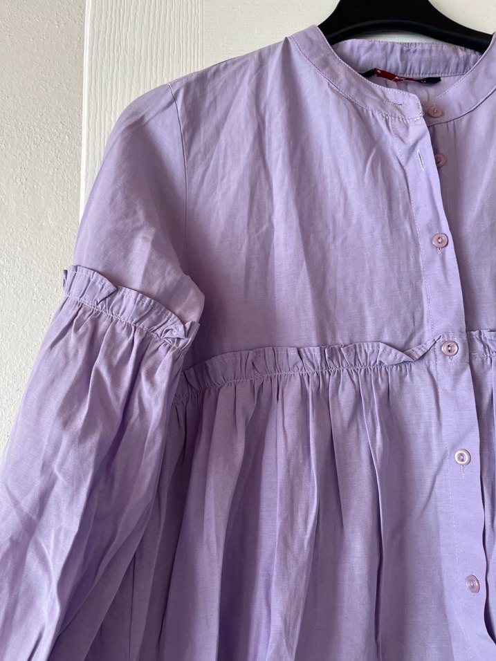Mor Düğmeli  Keten gömlek - Görsel 2