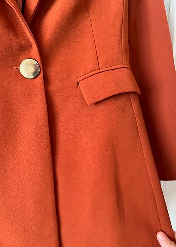 Kırmızı Süet Düğmeli Kadın Blazer Ceket - Görsel 3