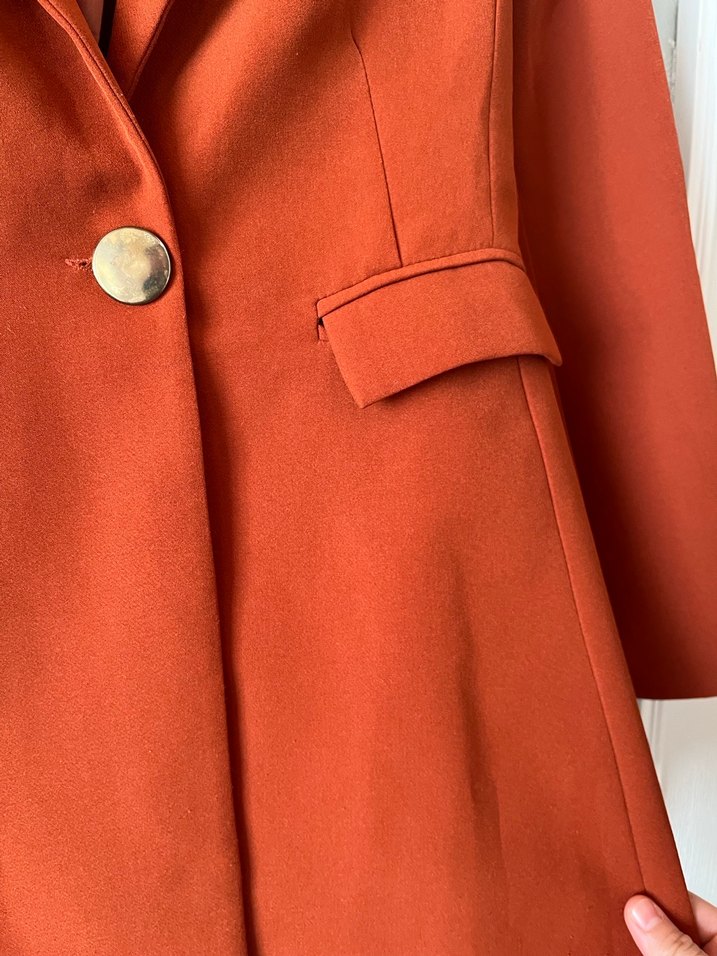 Kırmızı Süet Düğmeli Kadın Blazer Ceket - Görsel 3