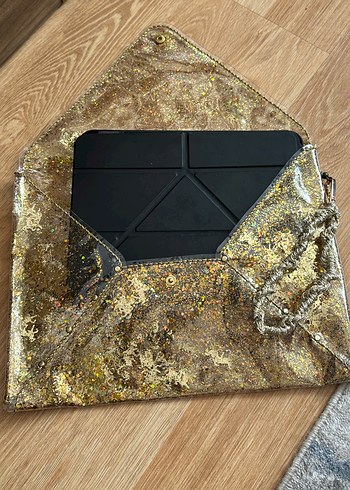 Diğer Altın Rengi Parlak simli Kadın şeffaf Clutch