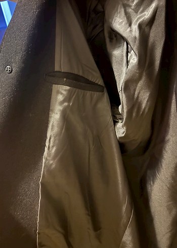 Siyah Süet Düğmeli Midi Erkek Kaban - Görsel 7