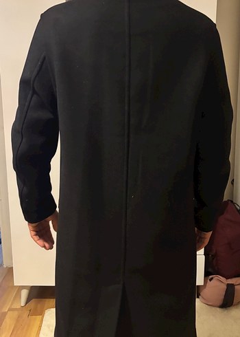 Siyah Süet Düğmeli Midi Erkek Kaban - Görsel 4