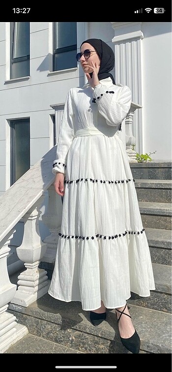 sıfır etiketli yeni ponpon elbise - Görsel 6