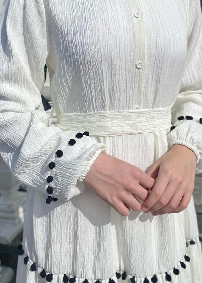 sıfır etiketli yeni ponpon elbise - Görsel 5