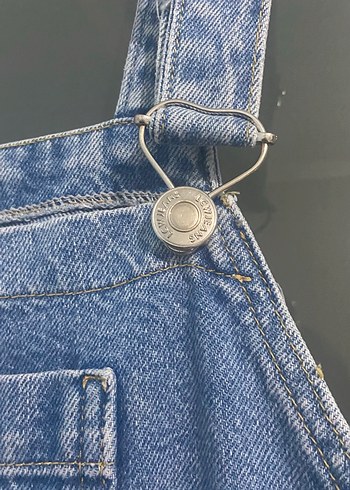 Mavi Kadın Kot Tulum Düğmeli - Görsel 3