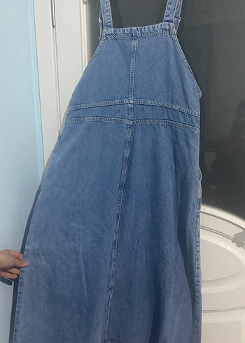 Mavi Kadın Kot Tulum Düğmeli - Görsel 5