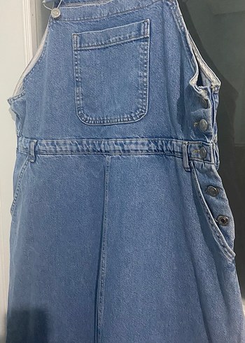 Mavi Kadın Kot Tulum Düğmeli - Görsel 2