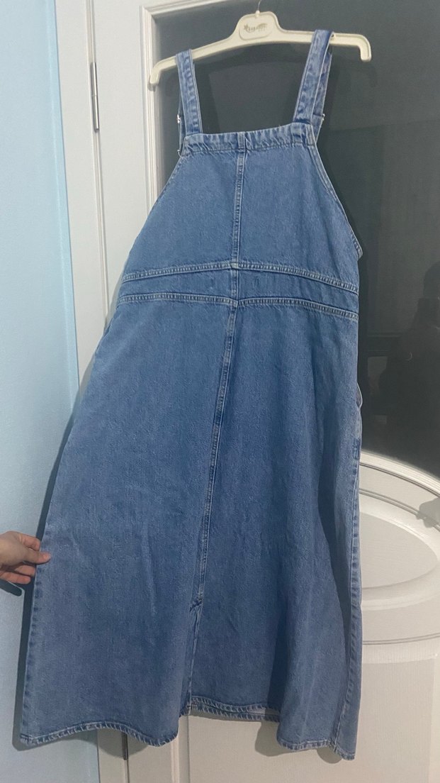 Mavi Kadın Kot Tulum Düğmeli - Görsel 5