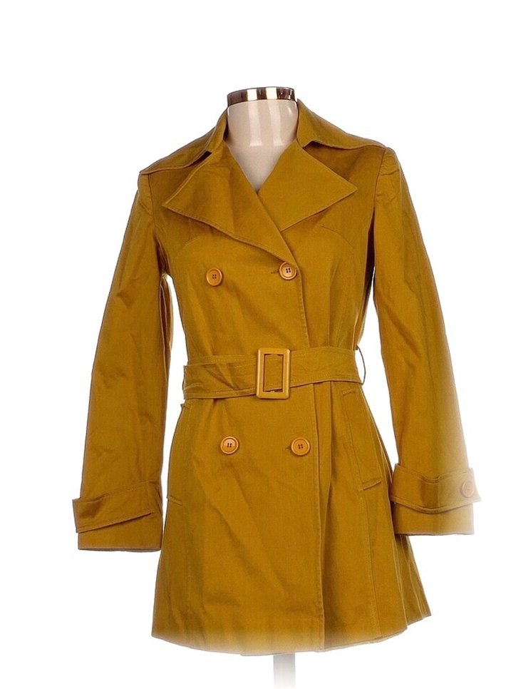 Sarı Süet Kuşaklı Midi Trençkot - Görsel 2