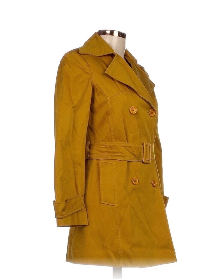 Sarı Süet Kuşaklı Midi Trençkot - Görsel 3