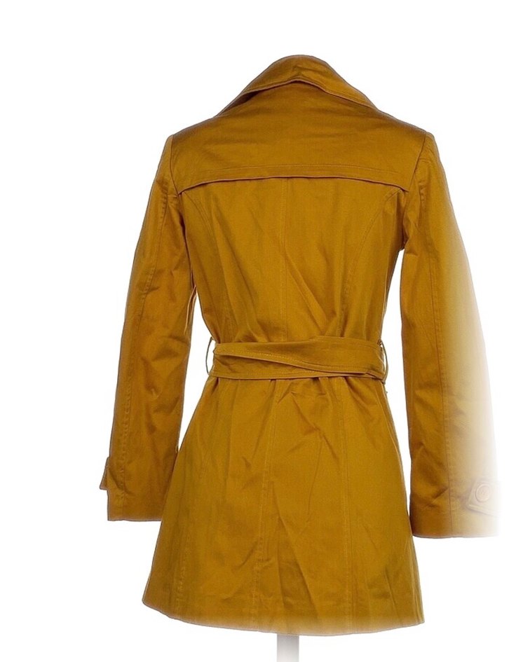 Sarı Süet Kuşaklı Midi Trençkot - Görsel 4