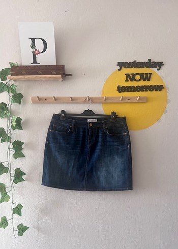 Lacivert Denim Mini Etek