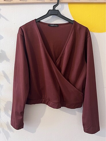 Trendyol & Milla Kahverengi kruvaze crop
