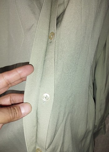 40 Beden Bej Hamile Keten Gömlek Elbise