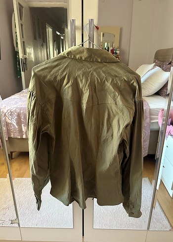 l Beden Haki renk slim fit gömlek