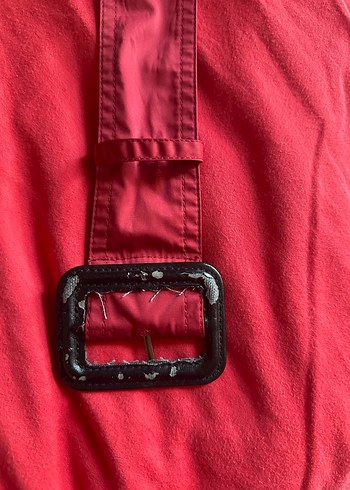 Bordo Kadın Düğmeli Midi Trençkot - Görsel 3