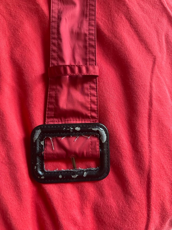 Bordo Kadın Düğmeli Midi Trençkot - Görsel 3