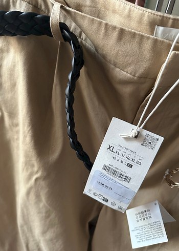 Bej örgü  Kemerli Kadın Pantolon - Görsel 7