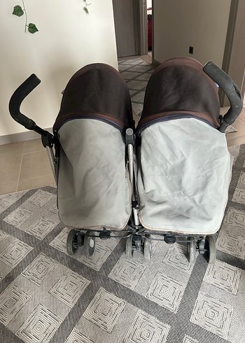 Çiftli Bebek Arabası - Kahverengi Gri - Görsel 3