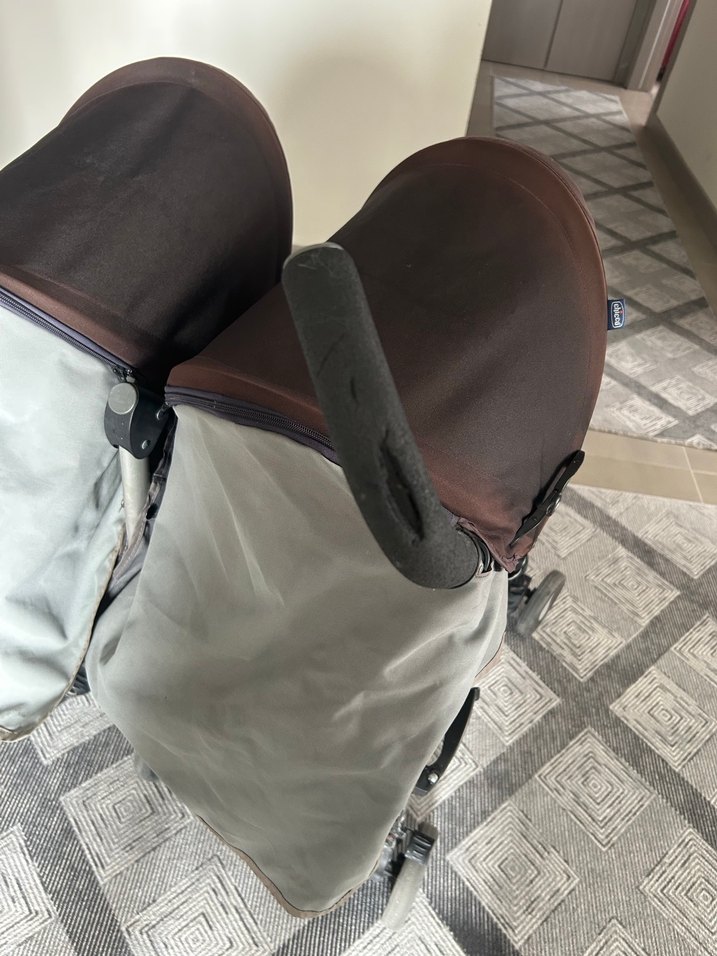 Çiftli Bebek Arabası - Kahverengi Gri - Görsel 5