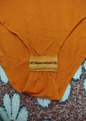 Turuncu Kısa Kollu Polo Yaka Kadın Body.. - Görsel 13