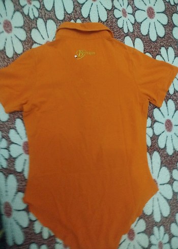 Turuncu Kısa Kollu Polo Yaka Kadın Body.. - Görsel 5