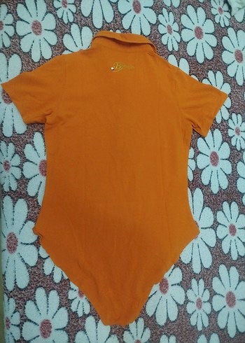 Turuncu Kısa Kollu Polo Yaka Kadın Body.. - Görsel 6