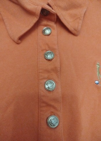 Turuncu Kısa Kollu Polo Yaka Kadın Body.. - Görsel 10