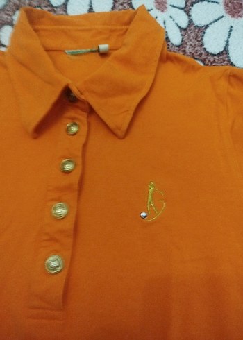 Turuncu Kısa Kollu Polo Yaka Kadın Body.. - Görsel 8